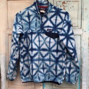 Patagonia Synchilla Fleece Pullover Womens XS Blue Dancing Diamond Tie-Dye Style